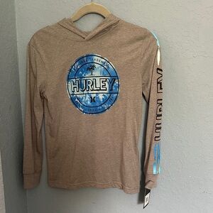 Hurley Kids Tan Hoodie with Blue Logo